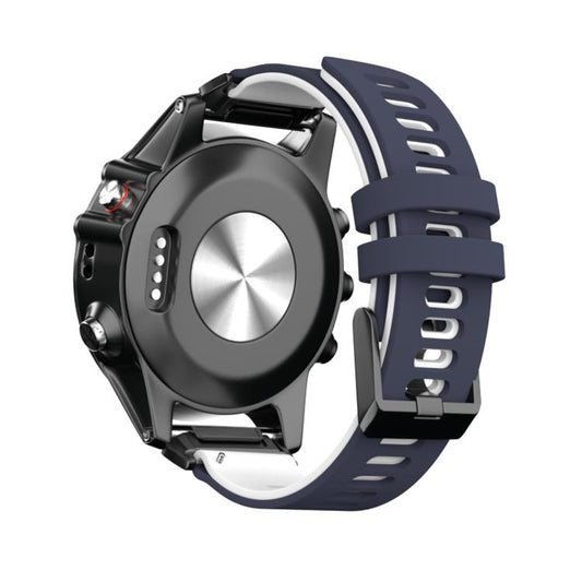 For Garmin QuickFit 22mm Kalebol Two-layer Silicone Watch Band(Blue White) by Kalebol