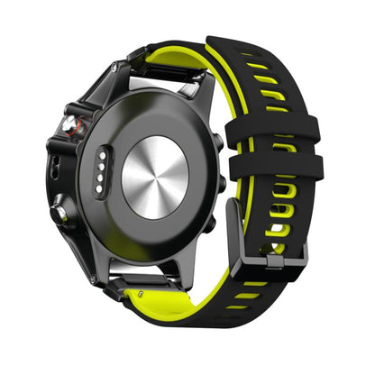 For Garmin QuickFit 26mm Kalebol Two-layer Silicone Watch Band(Black Yellow) by Kalebol
