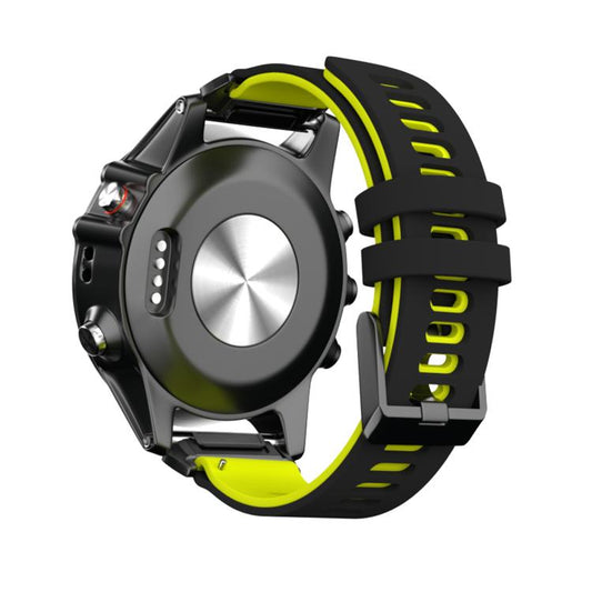 For Garmin QuickFit 26mm Kalebol Two-layer Silicone Watch Band(Black Yellow) by Kalebol