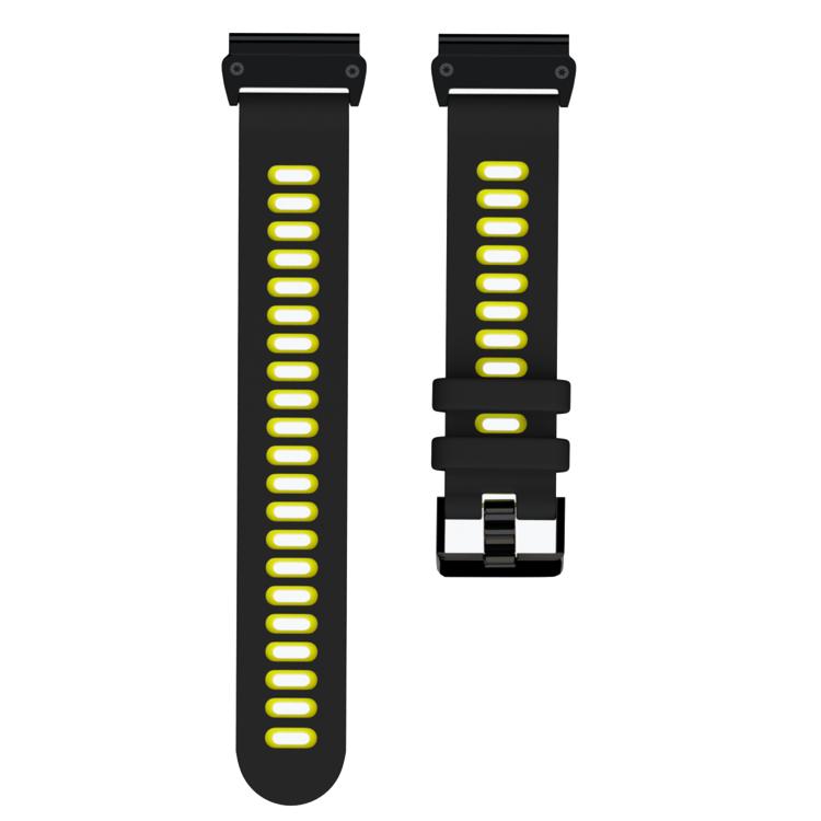 For Garmin QuickFit 26mm Kalebol Two-layer Silicone Watch Band(Black Yellow) by Kalebol