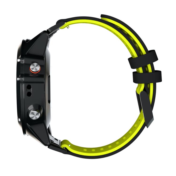 For Garmin QuickFit 26mm Kalebol Two-layer Silicone Watch Band(Black Yellow) by Kalebol