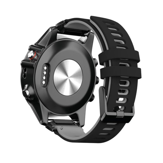 For Garmin QuickFit 26mm Kalebol Two-layer Silicone Watch Band(Black Grey) by Kalebol