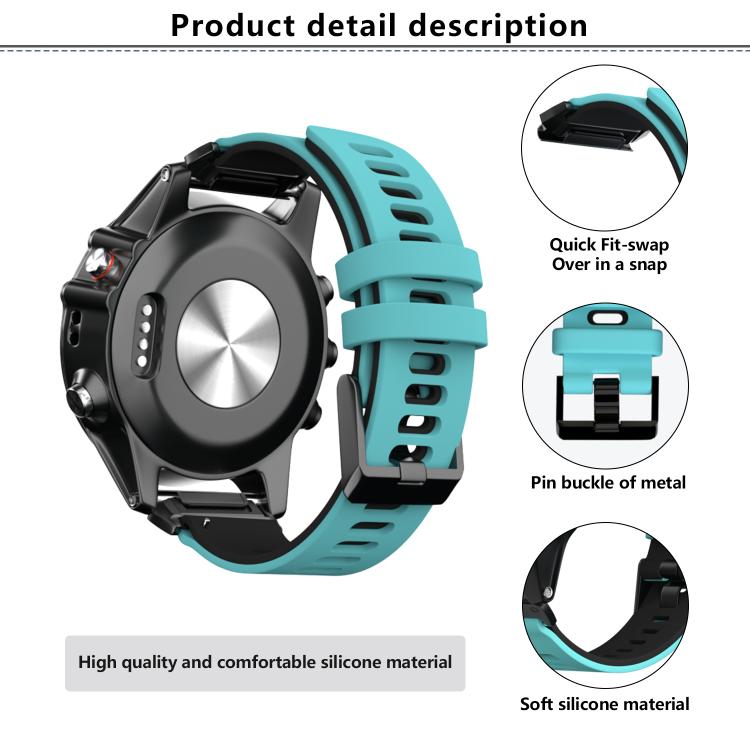 For Garmin QuickFit 22mm Kalebol Two-layer Silicone Watch Band(White Black) by Kalebol