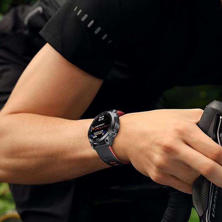 For Garmin QuickFit 22mm Kalebol Two-layer Silicone Watch Band(Red Black) by Kalebol