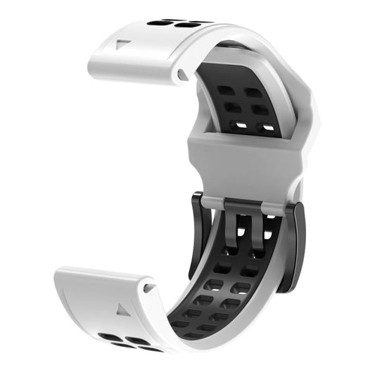 For Garmin QuickFit 22mm Kalebol Tow Row Holes Silicone Watch Band(White Black) by Kalebol