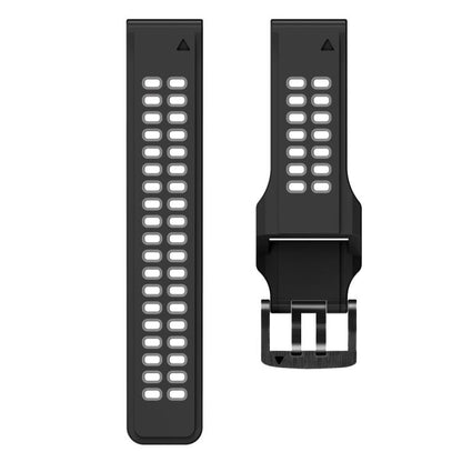 For Garmin QuickFit 22mm Kalebol Tow Row Holes Silicone Watch Band(Black Grey) by Kalebol