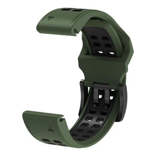 For Garmin QuickFit 22mm Kalebol Tow Row Holes Silicone Watch Band(Green Black) by Kalebol
