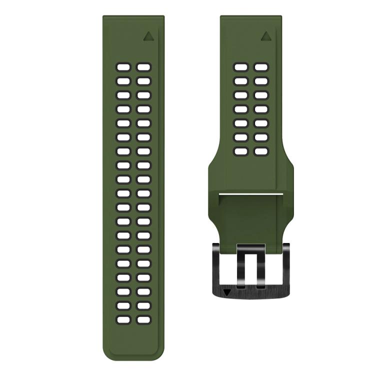 For Garmin QuickFit 22mm Kalebol Tow Row Holes Silicone Watch Band(Green Black) by Kalebol