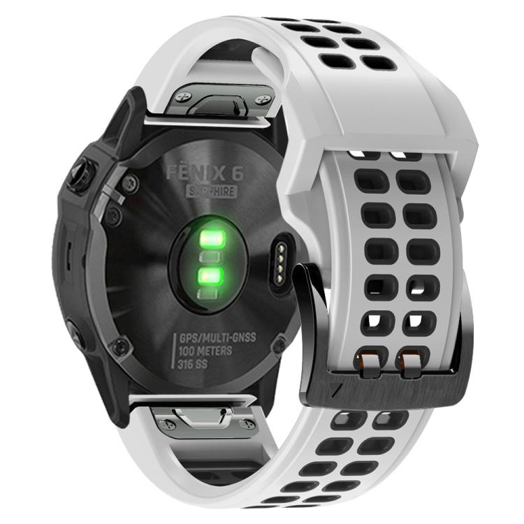 For Garmin QuickFit 26mm Kalebol Tow Row Holes Silicone Watch Band(White Black) by Kalebol