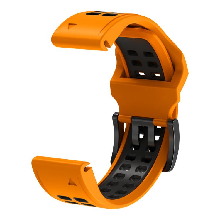 For Garmin QuickFit 26mm Kalebol Tow Row Holes Silicone Watch Band(Orange Black) by Kalebol