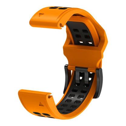 For Garmin QuickFit 26mm Kalebol Tow Row Holes Silicone Watch Band(Orange Black) by Kalebol