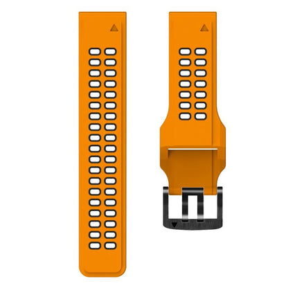 For Garmin QuickFit 26mm Kalebol Tow Row Holes Silicone Watch Band(Orange Black) by Kalebol