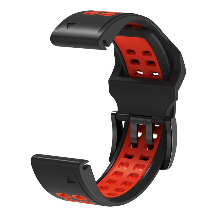 For Garmin QuickFit 26mm Kalebol Tow Row Holes Silicone Watch Band(Black Red) by Kalebol
