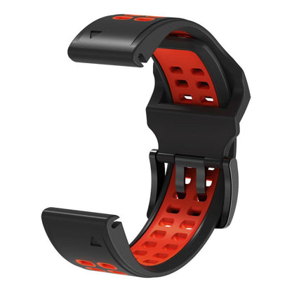 For Garmin QuickFit 26mm Kalebol Tow Row Holes Silicone Watch Band(Black Red) by Kalebol