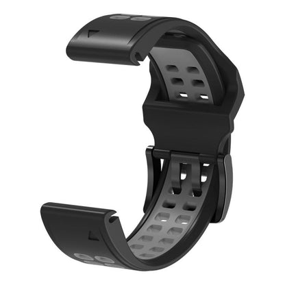 For Garmin QuickFit 26mm Kalebol Tow Row Holes Silicone Watch Band(Black Grey) by Kalebol