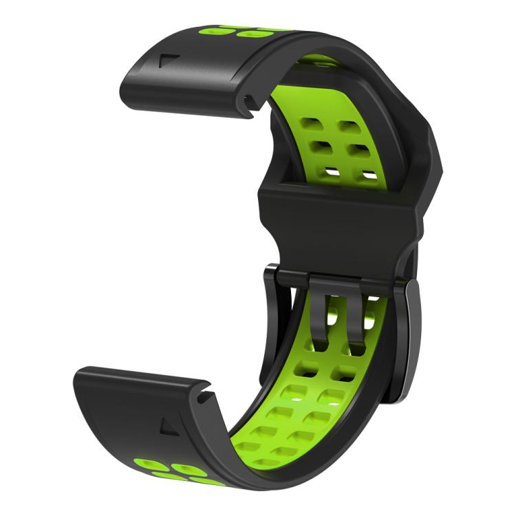 For Garmin QuickFit 26mm Kalebol Tow Row Holes Silicone Watch Band(Black Green) by Kalebol