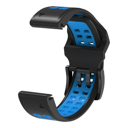 For Garmin QuickFit 26mm Kalebol Tow Row Holes Silicone Watch Band(Black Blue) by Kalebol