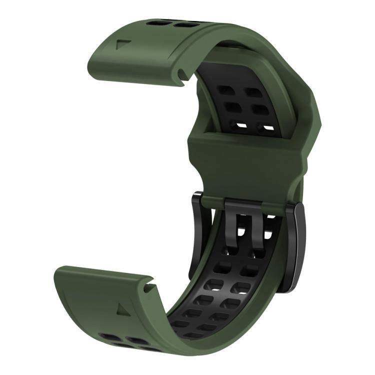 For Garmin QuickFit 26mm Kalebol Tow Row Holes Silicone Watch Band(Green Black) by Kalebol