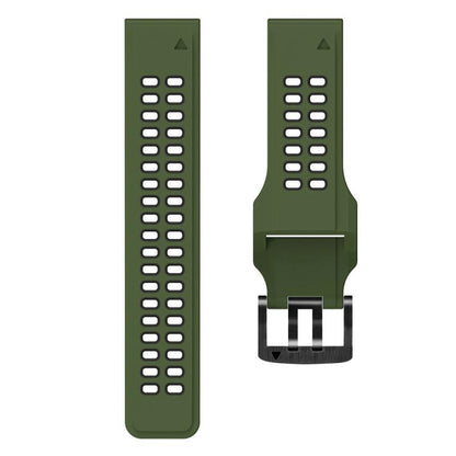 For Garmin QuickFit 26mm Kalebol Tow Row Holes Silicone Watch Band(Green Black) by Kalebol