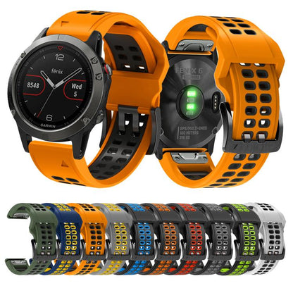 For Garmin QuickFit 26mm Kalebol Tow Row Holes Silicone Watch Band(Orange Black) by Kalebol