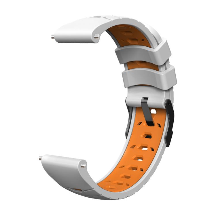 Kalebol 20mm Universal Three Row Holes Silicone Watch Band(White Orange) by Kalebol
