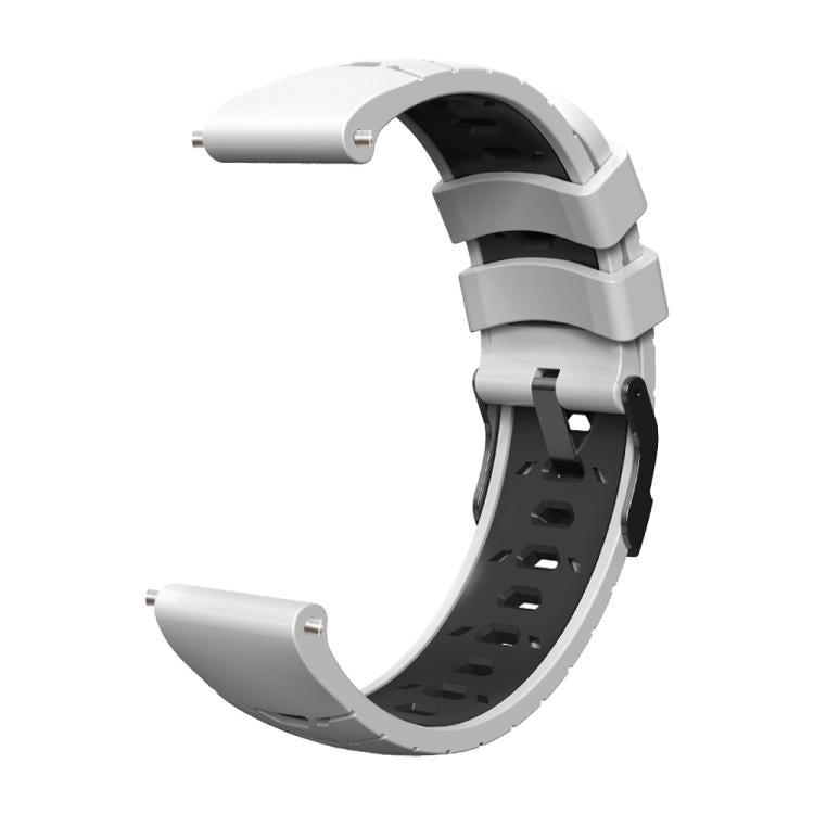 Kalebol 20mm Universal Three Row Holes Silicone Watch Band(White Black) by Kalebol