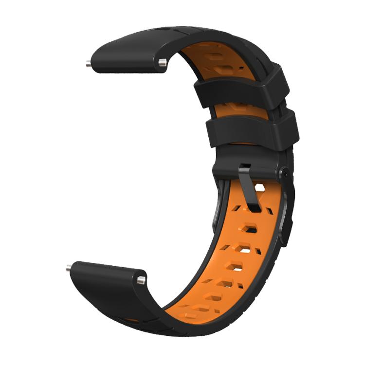 Kalebol 20mm Universal Three Row Holes Silicone Watch Band(Black Orange) by Kalebol