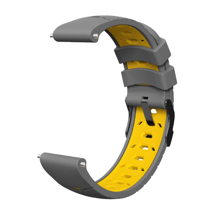 Kalebol 20mm Universal Three Row Holes Silicone Watch Band(Grey Yellow) by Kalebol