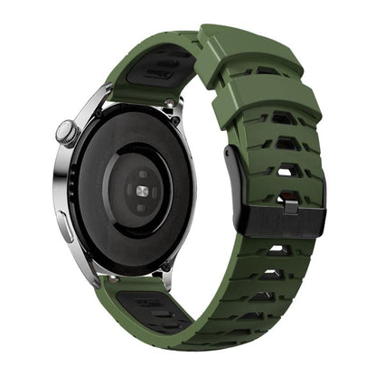 Kalebol 20mm Universal Three Row Holes Silicone Watch Band(Green Black) by Kalebol