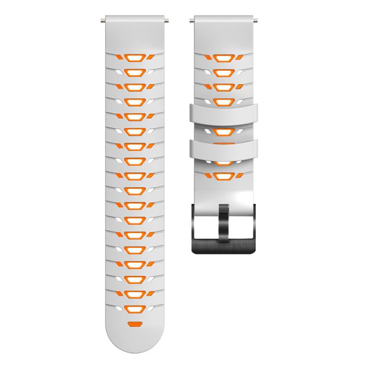 Kalebol 22mm Universal Three Row Holes Silicone Watch Band(White Orange) by Kalebol
