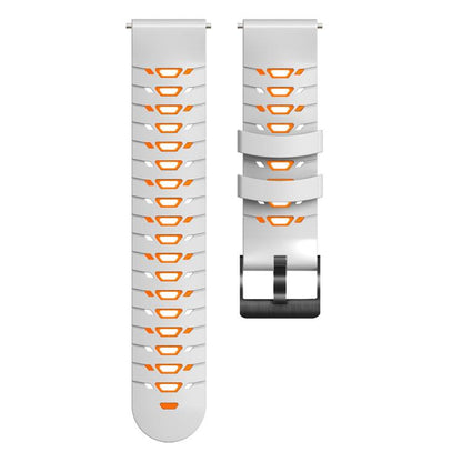 Kalebol 22mm Universal Three Row Holes Silicone Watch Band(White Orange) by Kalebol