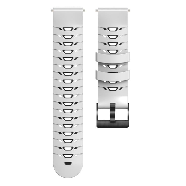 Kalebol 22mm Universal Three Row Holes Silicone Watch Band(White Black) by Kalebol