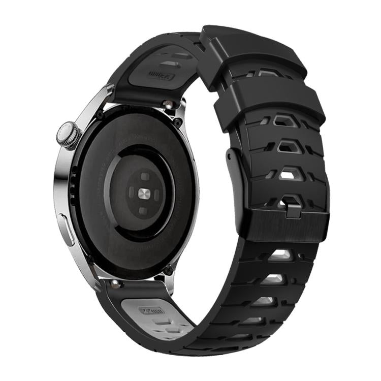 Kalebol 22mm Universal Three Row Holes Silicone Watch Band(Black Grey) by Kalebol
