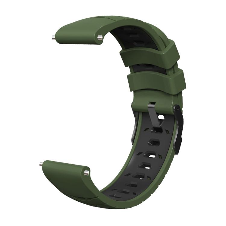 Kalebol 22mm Universal Three Row Holes Silicone Watch Band(Green Black) by Kalebol