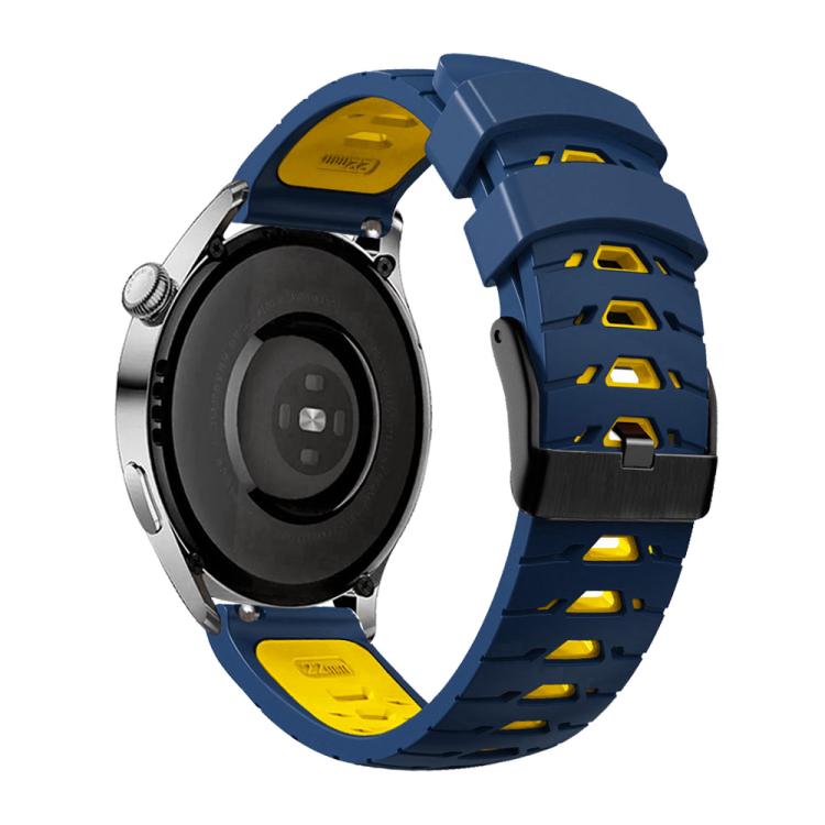 Kalebol 22mm Universal Three Row Holes Silicone Watch Band(Blue Yellow) by Kalebol