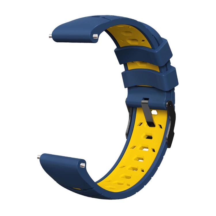 Kalebol 22mm Universal Three Row Holes Silicone Watch Band(Blue Yellow) by Kalebol