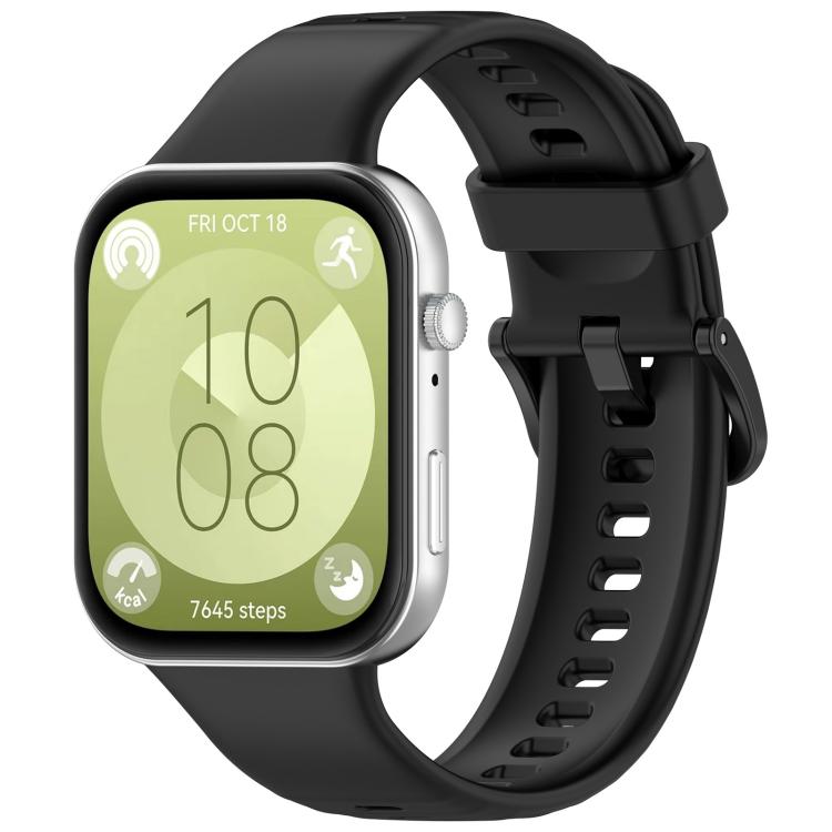 For Huawei Watch Fit3 Kalebol Colorful Buckle Silicone Strap(Black) by Kalebol