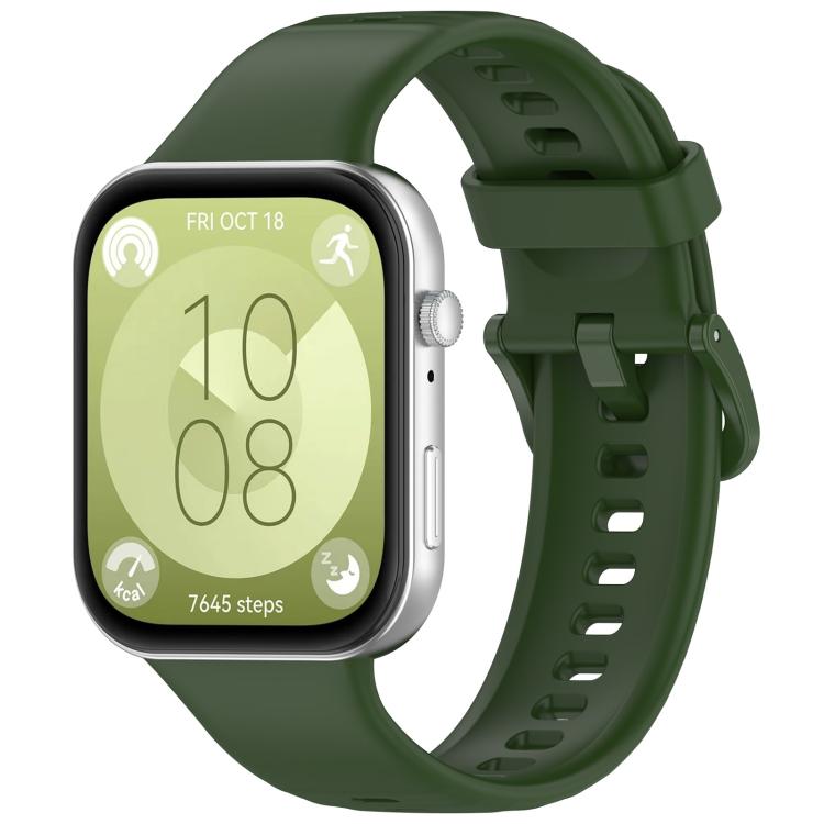 For Huawei Watch Fit3 Kalebol Colorful Buckle Silicone Strap(Army Green) by Kalebol