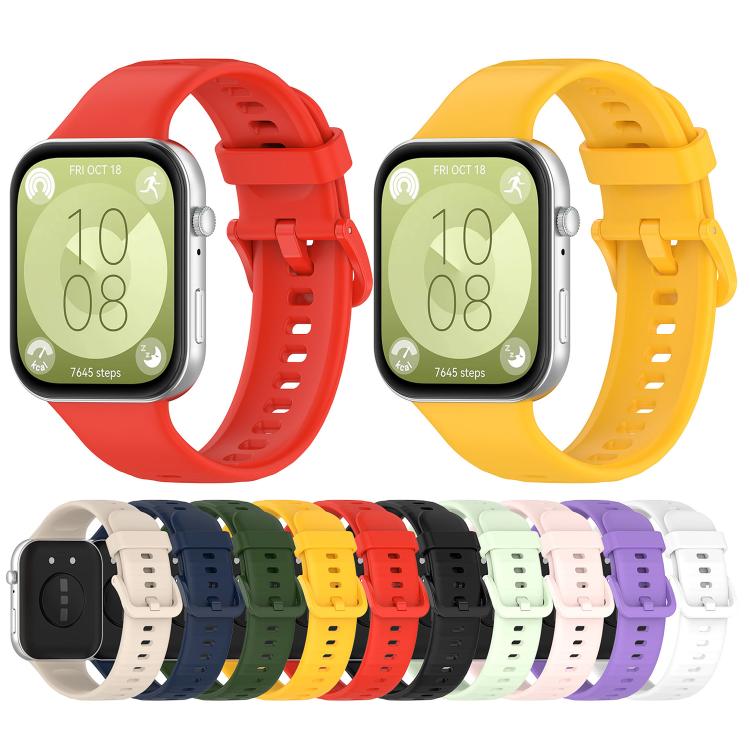 For Huawei Watch Fit3 Kalebol Colorful Buckle Silicone Strap(Army Green) by Kalebol