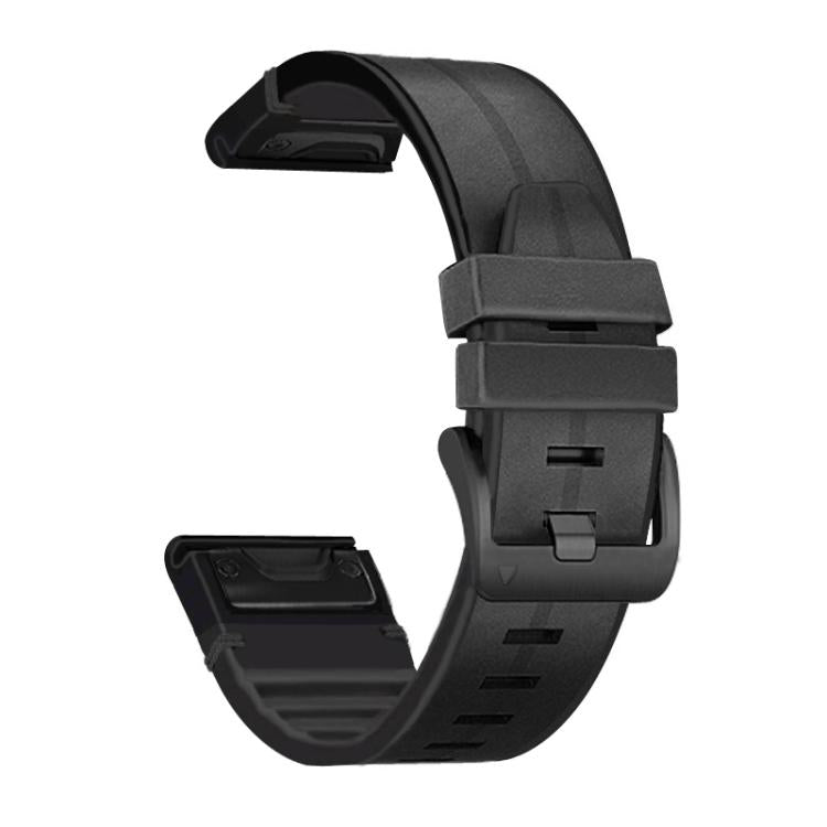 For Garmin QuickFit 22mm Kalebol Quick Release Silicone Leather Watch Band(Black) by Kalebol