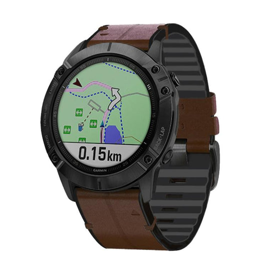 For Garmin QuickFit 26mm Kalebol Quick Release Silicone Leather Watch Band(Coffee) by Kalebol