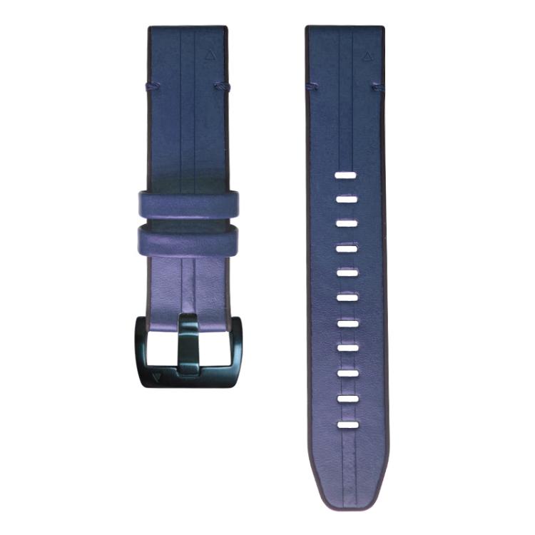 For Garmin QuickFit 26mm Kalebol Quick Release Silicone Leather Watch Band(Dark Blue) by Kalebol