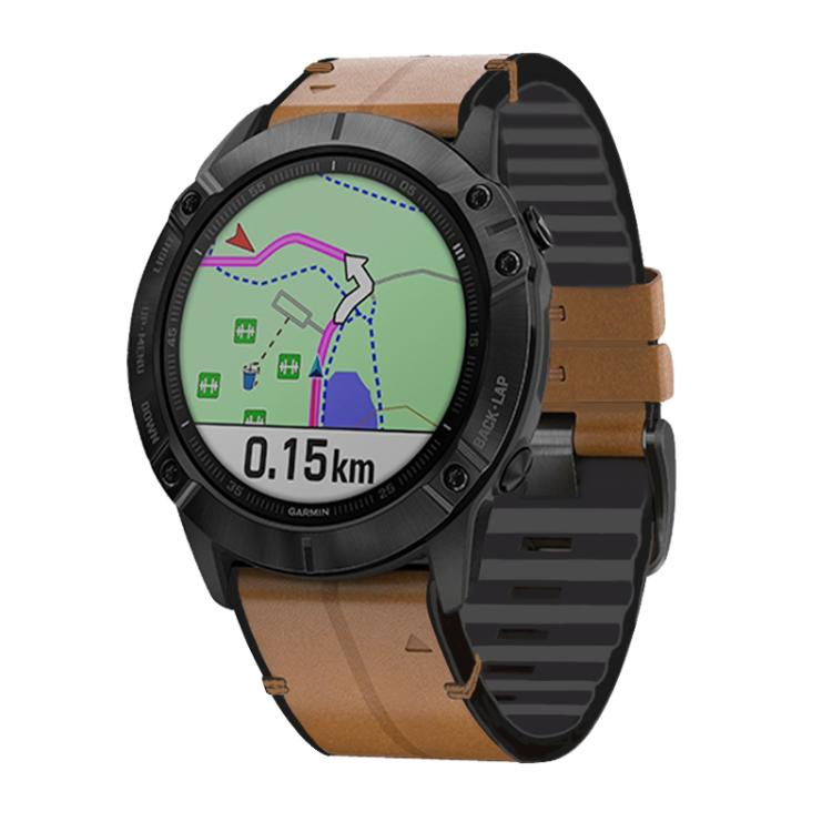 For Garmin QuickFit 26mm Kalebol Quick Release Silicone Leather Watch Band(Brown) by Kalebol