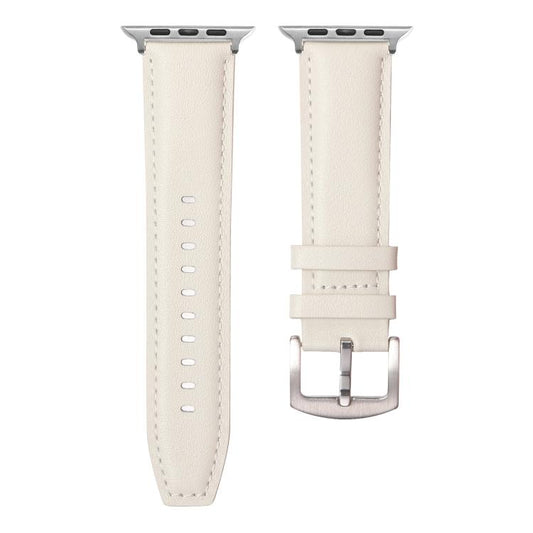 For Apple Watch 42mm / 41mm / 40mm / 38mm Kalebol Plain Genuine Leather Watch Band(White) by Kalebol