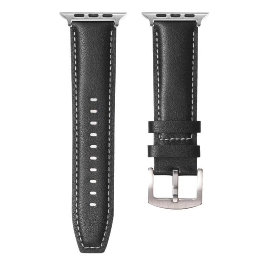 For Apple Watch 42mm / 41mm / 40mm / 38mm Kalebol Plain Genuine Leather Watch Band(Black) by Kalebol