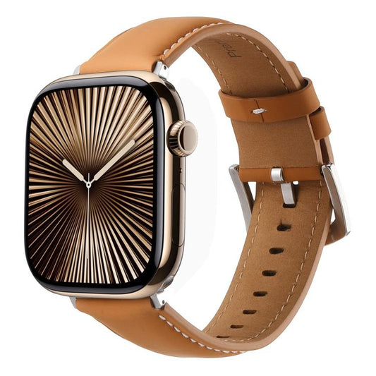 For Apple Watch 42mm / 41mm / 40mm / 38mm Kalebol Plain Genuine Leather Watch Band(Yellow Brown) by Kalebol