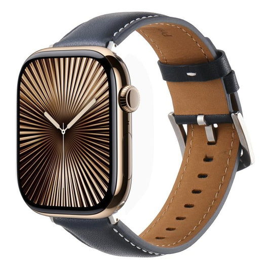 For Apple Watch 42mm / 41mm / 40mm / 38mm Kalebol Plain Genuine Leather Watch Band(Dark Blue) by Kalebol
