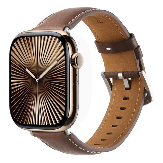 For Apple Watch 42mm / 41mm / 40mm / 38mm Kalebol Plain Genuine Leather Watch Band(Dark Brown) by Kalebol