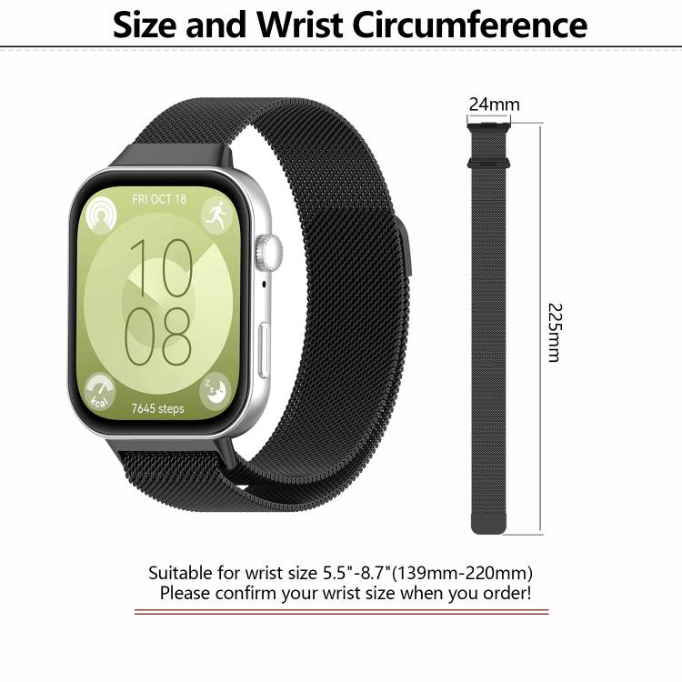 For Huawei Watch Fit3 Kalebol Milanese Stainless Steel Strap(Space Grey) by Kalebol