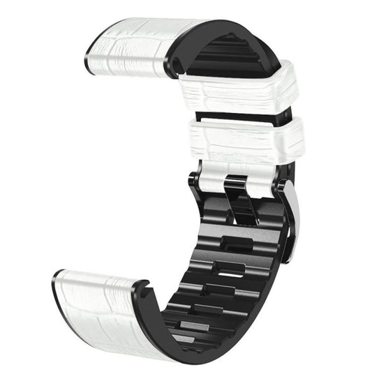 For Garmin QuickFit 22mm Kalebol Crocodile Texture Silicone Leather Watch Band(White) by Kalebol